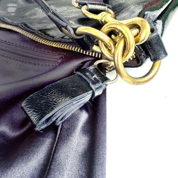 Coach Daisy Liquid Gloss Hobo Bag | Black Patent Leather Gold Hardware | Y2K EUC - Picture 11 of 16